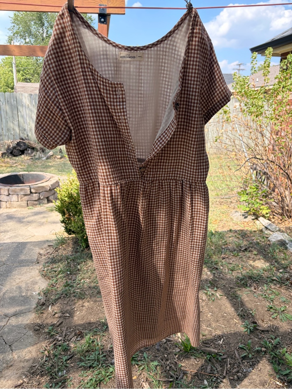 Little Cottonwood Cinnamon Gingham Short Sleeve Midi Dress